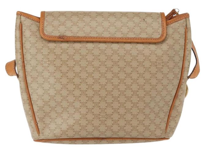 Céline Borsa a Spalla in Tela Macadam CELINE PVC Beige Oro Auth 152081 D'oro - vista 2