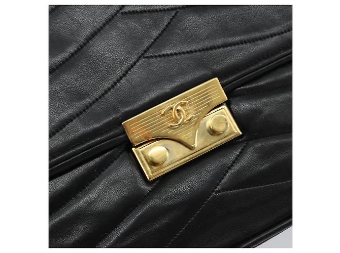 Borsa a Spalla CHANEL in Pelle di Agnello Nera Oro CC Auth bs30716 Nero D'oro - vista 18
