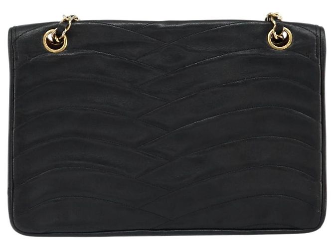 Borsa a Spalla CHANEL in Pelle di Agnello Nera Oro CC Auth bs30716 Nero D'oro - vista 2