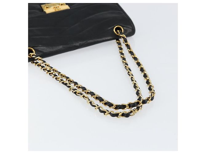 Borsa a Spalla CHANEL in Pelle di Agnello Nera Oro CC Auth bs30716 Nero D'oro - vista 7