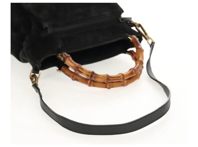 Borsa a mano in suede GUCCI Bamboo 2way Nera 002 2058 0508 0 Auth ep11483 Nero - vista 8