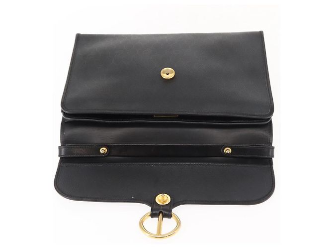 Bolso de mano de lona de panal PVC 2 en 1 Christian Dior negro y dorado Auth 149368 - vista 10