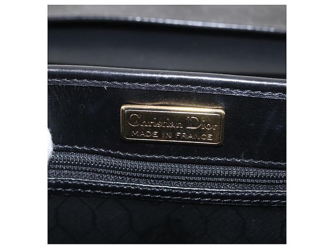 Bolso de mano de lona de panal PVC 2 en 1 Christian Dior negro y dorado Auth 149368 - vista 11