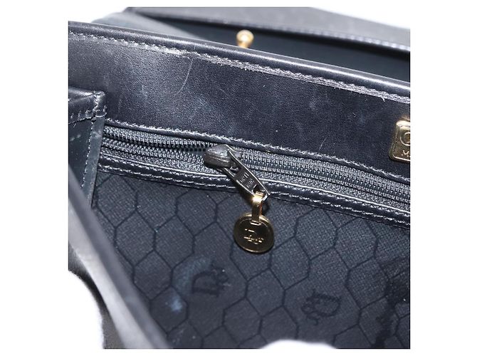 Bolso de mano de lona de panal PVC 2 en 1 Christian Dior negro y dorado Auth 149368 - vista 21