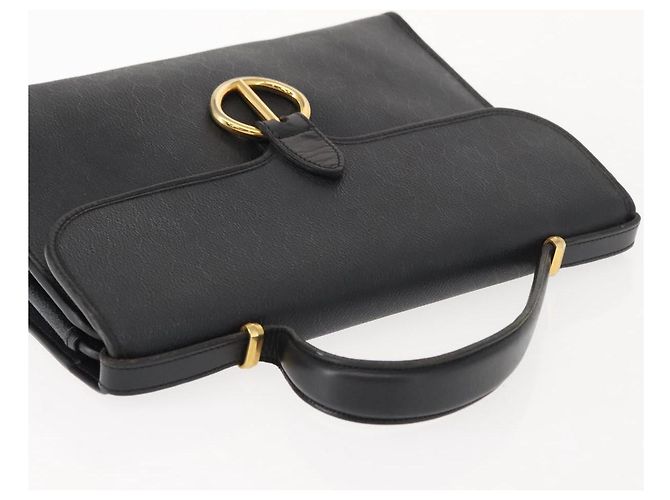 Bolso de mano de lona de panal PVC 2 en 1 Christian Dior negro y dorado Auth 149368 - vista 6