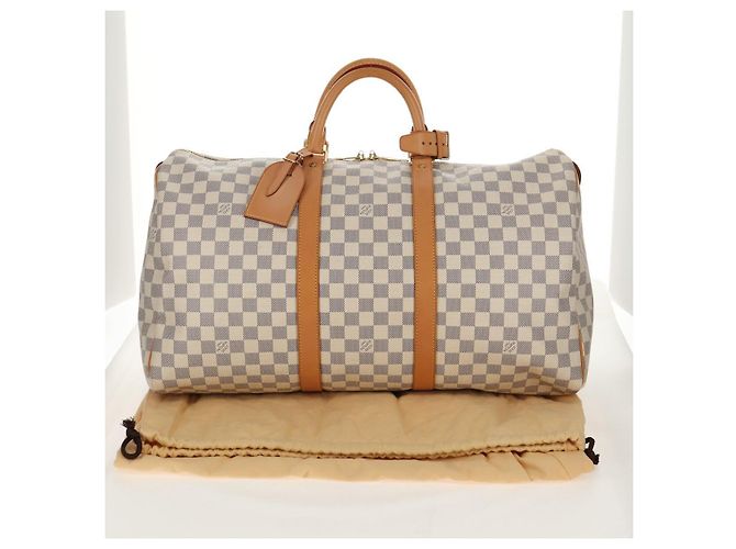 LOUIS VUITTON Borsa Boston Keepall 50 Damier Azur N41430 Auth LV 154925V - vista 12
