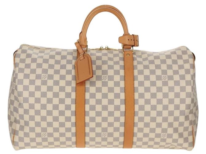 LOUIS VUITTON Borsa Boston Keepall 50 Damier Azur N41430 Auth LV 154925V - vista 13