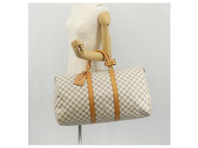 LOUIS VUITTON Borsa Boston Keepall 50 Damier Azur N41430 Auth LV 154925V - vista 24