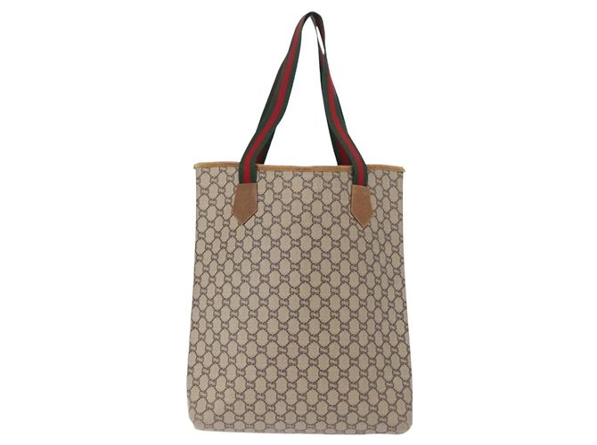 GUCCI GUCCI Plus Borsa Tote Sherry Line in PVC Beige Oro Auth 151618 D'oro - vista 2