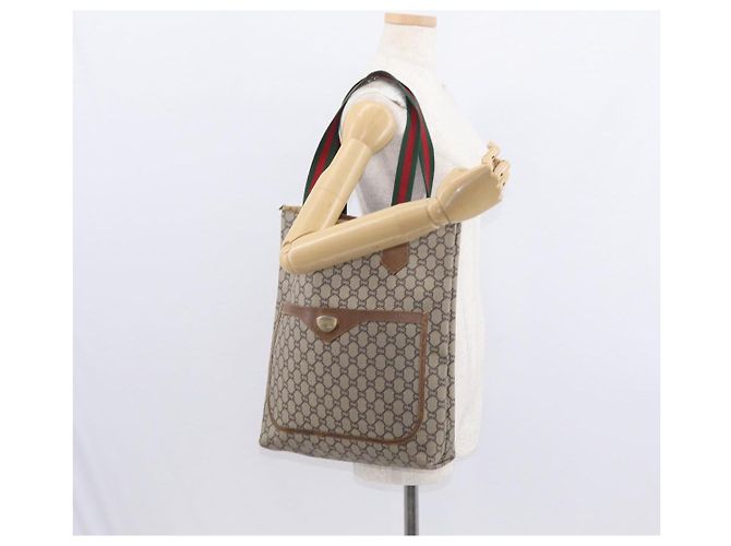 GUCCI GUCCI Plus Borsa Tote Sherry Line in PVC Beige Oro Auth 151618 D'oro - vista 22