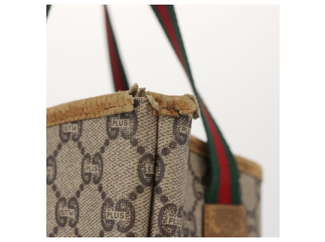 GUCCI GUCCI Plus Borsa Tote Sherry Line in PVC Beige Oro Auth 151618 D'oro - vista 5