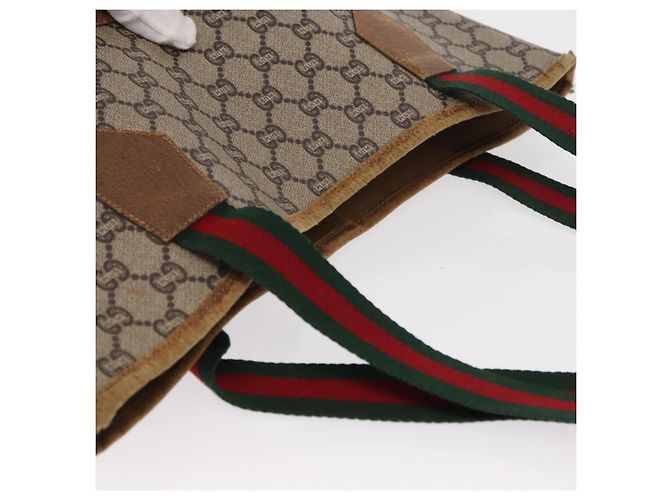 GUCCI GUCCI Plus Borsa Tote Sherry Line in PVC Beige Oro Auth 151618 D'oro - vista 8