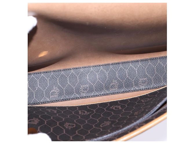 Borsa in tela a nido d'ape Christian Dior PVC 2 in 1 Nero Marrone oro Auth bs30244 - vista 11