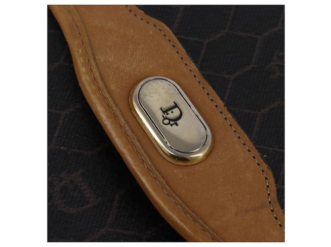 Borsa in tela a nido d'ape Christian Dior PVC 2 in 1 Nero Marrone oro Auth bs30244 - vista 18