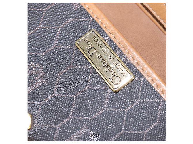 Borsa in tela a nido d'ape Christian Dior PVC 2 in 1 Nero Marrone oro Auth bs30244 - vista 19