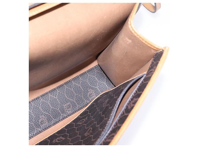 Borsa in tela a nido d'ape Christian Dior PVC 2 in 1 Nero Marrone oro Auth bs30244 - vista 20