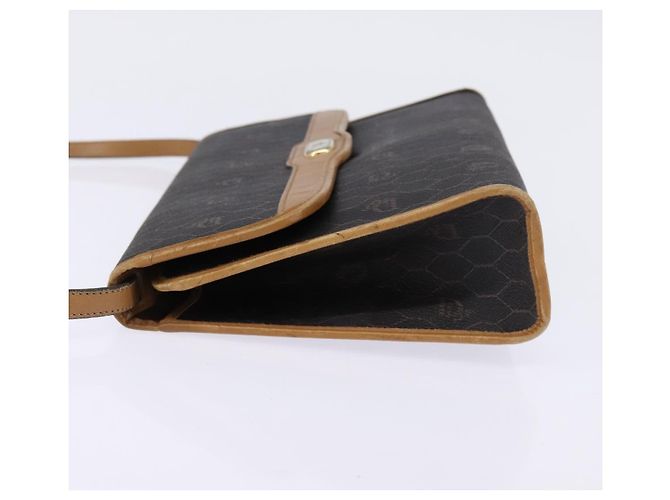 Borsa in tela a nido d'ape Christian Dior PVC 2 in 1 Nero Marrone oro Auth bs30244 - vista 3