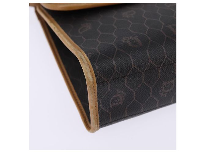 Borsa in tela a nido d'ape Christian Dior PVC 2 in 1 Nero Marrone oro Auth bs30244 - vista 9