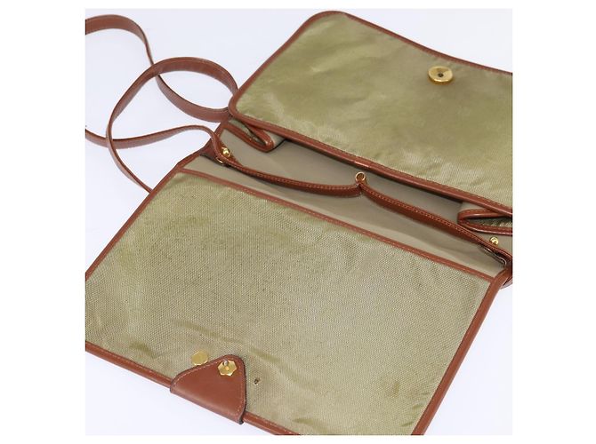 Borsa a Spalla Christian Dior Nylon Beige Oro Auth 147658 D'oro - vista 10