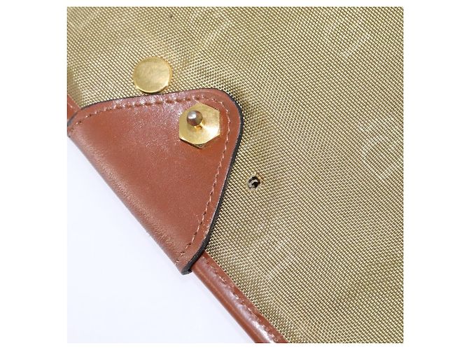 Borsa a Spalla Christian Dior Nylon Beige Oro Auth 147658 D'oro - vista 11