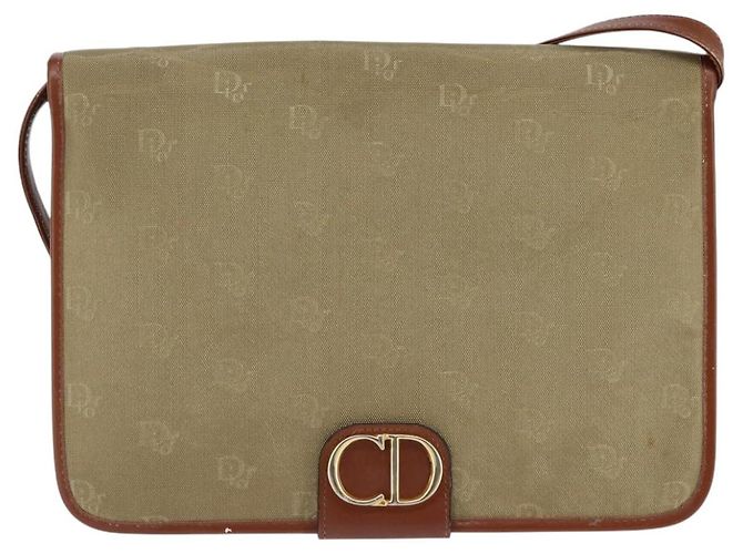 Borsa a Spalla Christian Dior Nylon Beige Oro Auth 147658 D'oro - vista 13