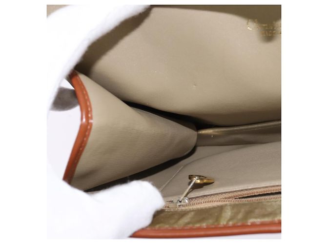 Borsa a Spalla Christian Dior Nylon Beige Oro Auth 147658 D'oro - vista 20