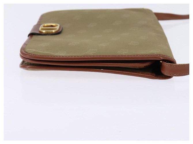Borsa a Spalla Christian Dior Nylon Beige Oro Auth 147658 D'oro - vista 4