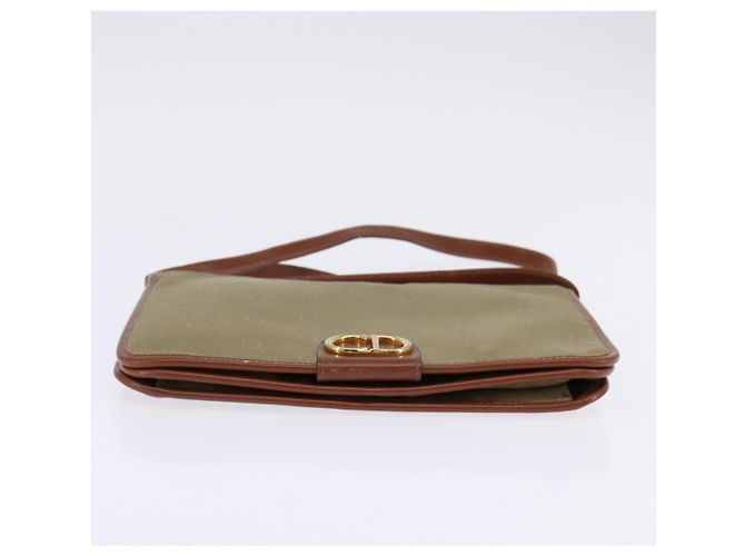 Borsa a Spalla Christian Dior Nylon Beige Oro Auth 147658 D'oro - vista 5