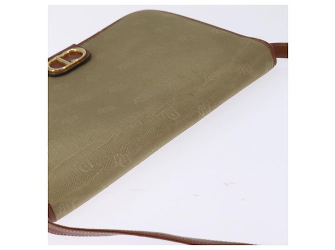 Borsa a Spalla Christian Dior Nylon Beige Oro Auth 147658 D'oro - vista 6