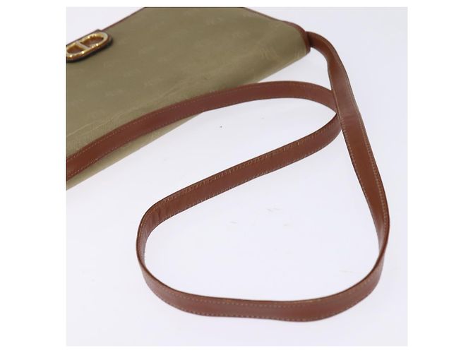 Borsa a Spalla Christian Dior Nylon Beige Oro Auth 147658 D'oro - vista 7