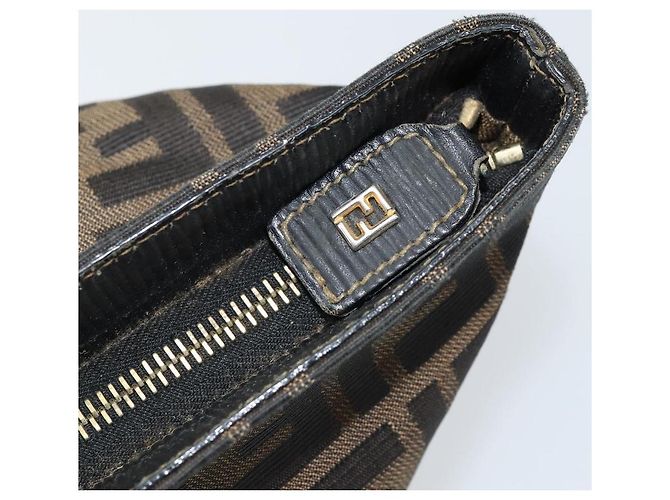 Borsa a mano in tela Zucca FENDI marrone nero oro Auth 146809 D'oro - vista 10