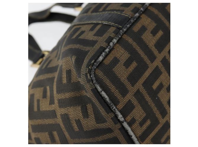 Borsa a mano in tela Zucca FENDI marrone nero oro Auth 146809 D'oro - vista 14