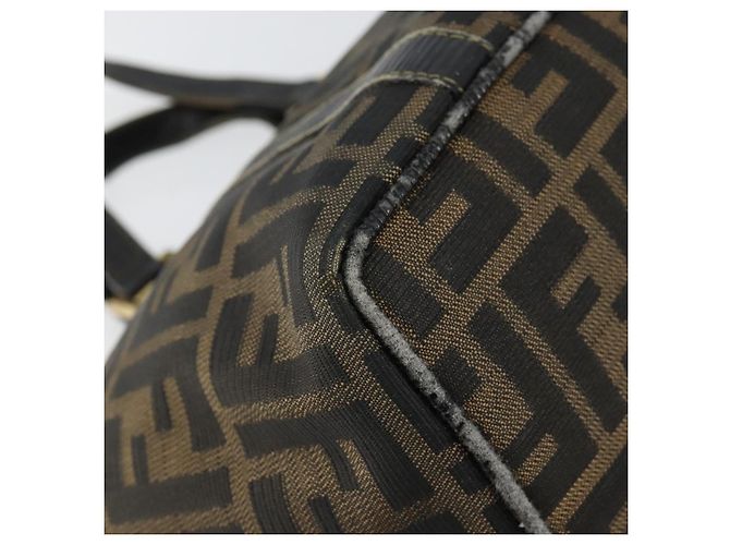 Borsa a mano in tela Zucca FENDI marrone nero oro Auth 146809 D'oro - vista 16
