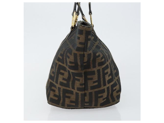 Borsa a mano in tela Zucca FENDI marrone nero oro Auth 146809 D'oro - vista 3