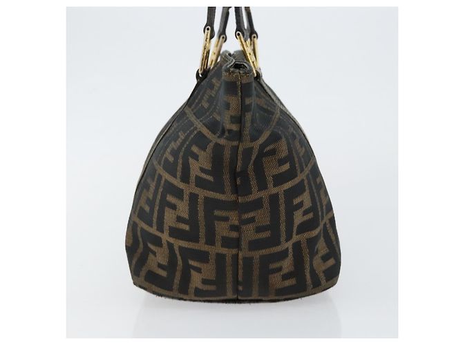 Borsa a mano in tela Zucca FENDI marrone nero oro Auth 146809 D'oro - vista 4