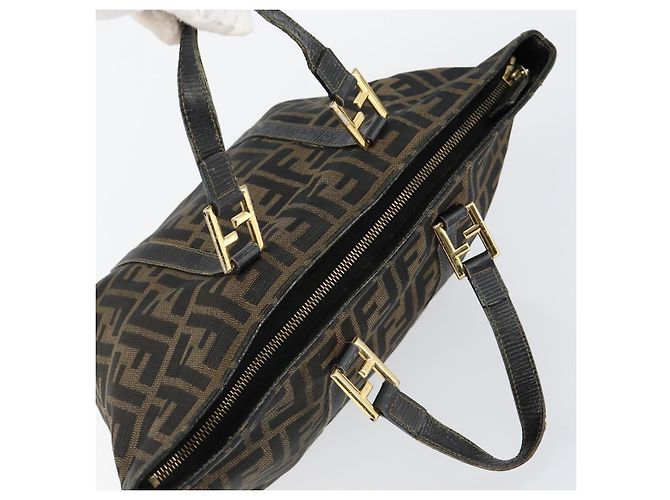 Borsa a mano in tela Zucca FENDI marrone nero oro Auth 146809 D'oro - vista 6