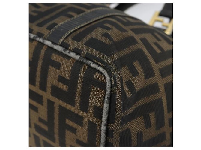 Borsa a mano in tela Zucca FENDI marrone nero oro Auth 146809 D'oro - vista 9