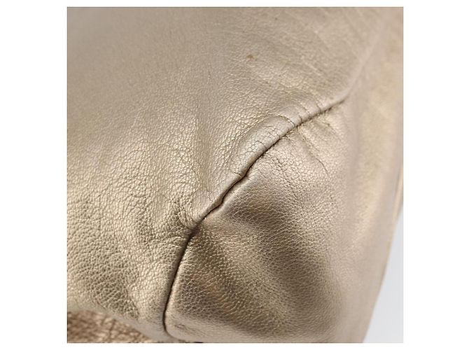 Borsa a mano Vala in pelle beige e oro Auth BA5699 di Salvatore Ferragamo D'oro - vista 16