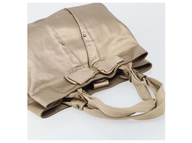 Borsa a mano Vala in pelle beige e oro Auth BA5699 di Salvatore Ferragamo D'oro - vista 6