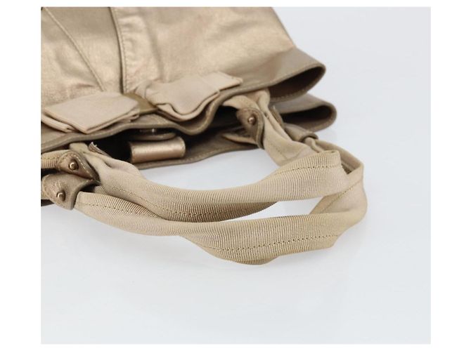 Borsa a mano Vala in pelle beige e oro Auth BA5699 di Salvatore Ferragamo D'oro - vista 7
