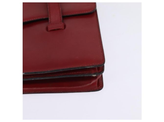 Bolsa de Mão Christian Dior em Couro Dourado Vermelho Auth 148235 - vista 14