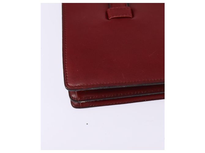 Bolsa de Mão Christian Dior em Couro Dourado Vermelho Auth 148235 - vista 15