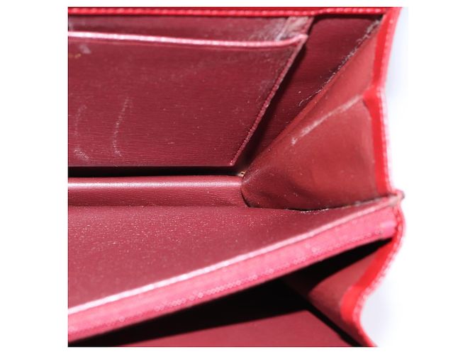 Bolsa de Mão Christian Dior em Couro Dourado Vermelho Auth 148235 - vista 18