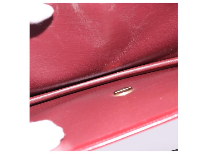 Bolsa de Mão Christian Dior em Couro Dourado Vermelho Auth 148235 - vista 20