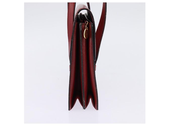 Bolsa de Mão Christian Dior em Couro Dourado Vermelho Auth 148235 - vista 3