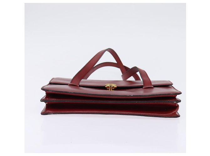Bolsa de Mão Christian Dior em Couro Dourado Vermelho Auth 148235 - vista 5