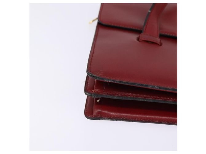 Bolsa de Mão Christian Dior em Couro Dourado Vermelho Auth 148235 - vista 9