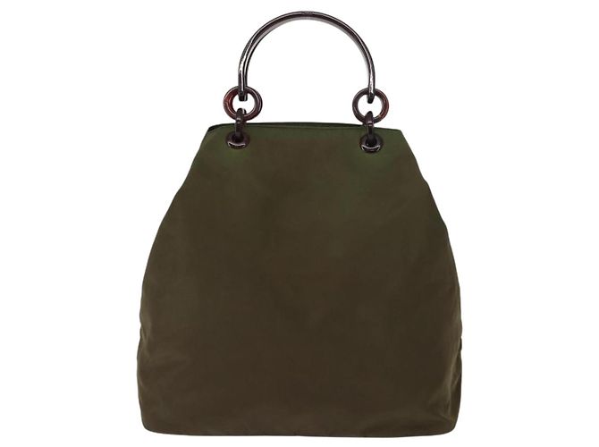 Borsa Tote Prada in nylon khaki Auth bs30124 Cachi - vista 13