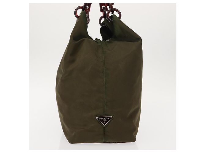 Borsa Tote Prada in nylon khaki Auth bs30124 Cachi - vista 4