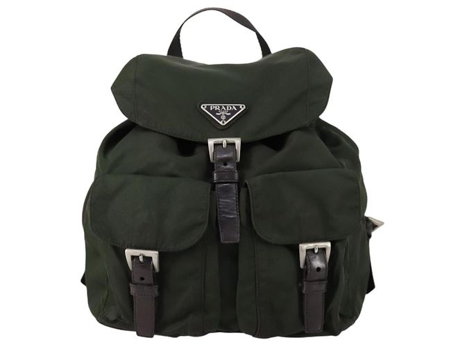 PRADA Backpack Nylon Khaki Silver Auth 147399 Silvery - view 13